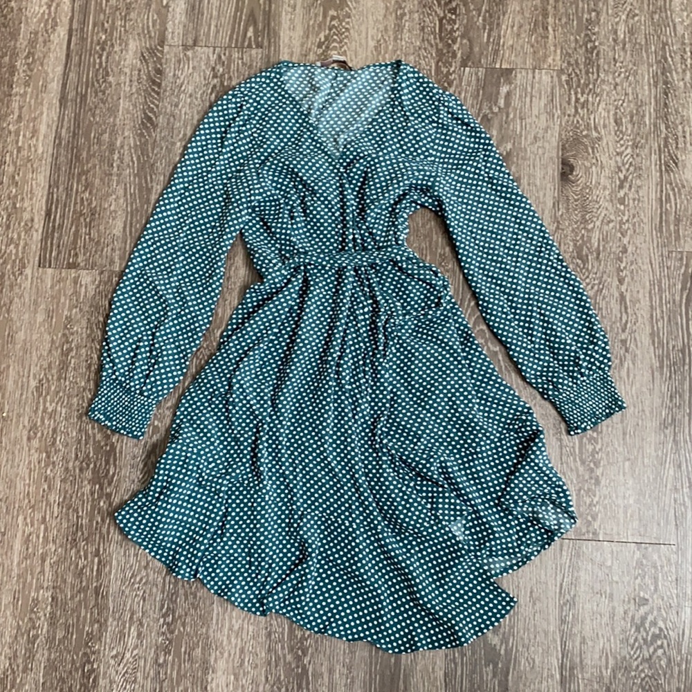 LOFT Green Polka Dot Wrap Dress - Picture 5 of 6